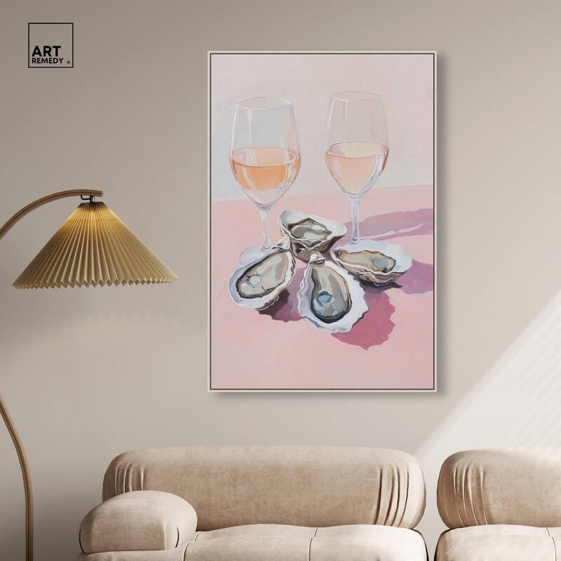 Oysters and Rose Wine Canvas by Art Remedy