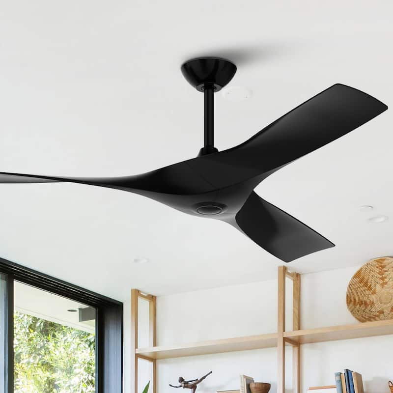52-inch Modern Black ABS 3-Blade Propeller Ceiling Fan without Light