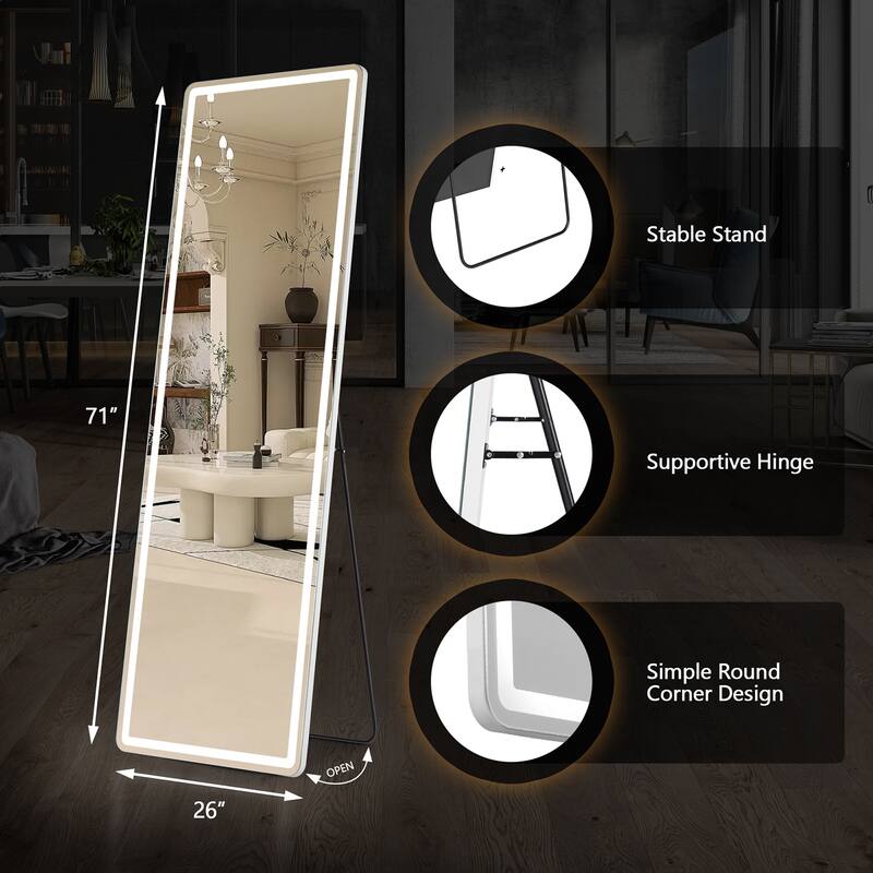 LED full-length mirror and adjustable touch sensor