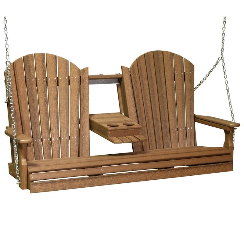 Poly Lumber Adirondack Swing - 5' - Antique Mahogany Woodgrain