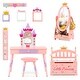 preview thumbnail 1 of 6, Gymax 3-Piece Kids Room Furniture Set Vanity Table Dressing Mirror Pink - 1-drawer