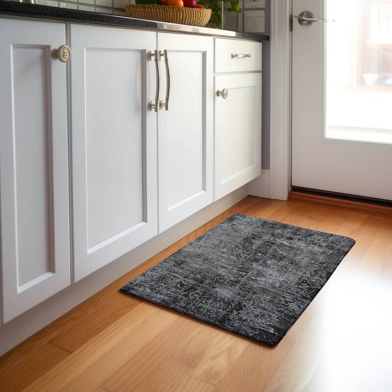 Premium Washable Super Soft Solid Abstract Mayfield Rug - Gray - 1' 8" x 2' 6" - Rectangle
