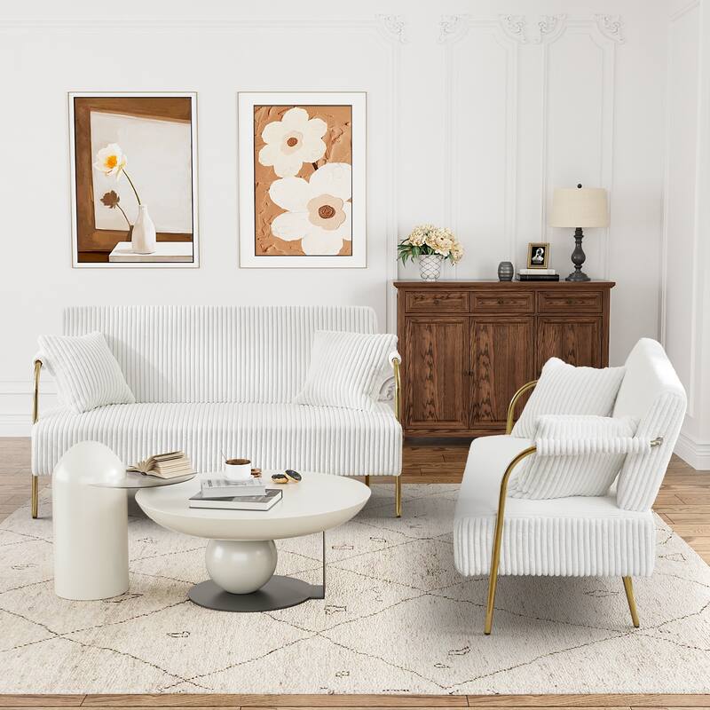 Ouyessir Upholstered Loveseat, Tufted Back Couch, Accent Armchair with 2 Pillows