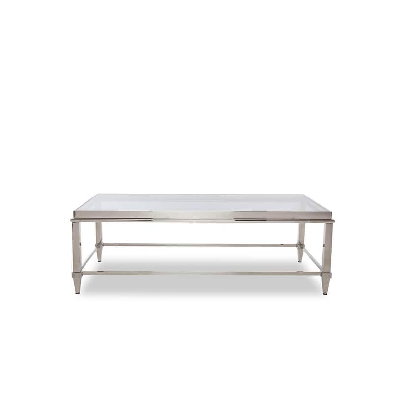 Modrest Alwin Modern Glass & Stainless Steel Coffee Table