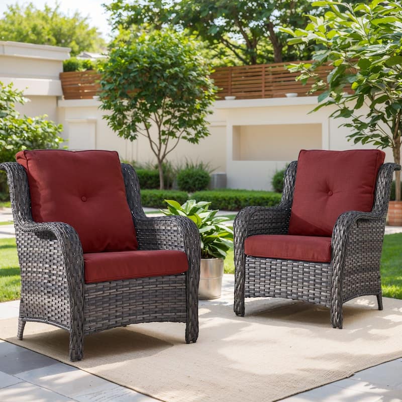 Gymojoy Wicker Patio Club Chairs with Olefin Weather-Resistant Cushions