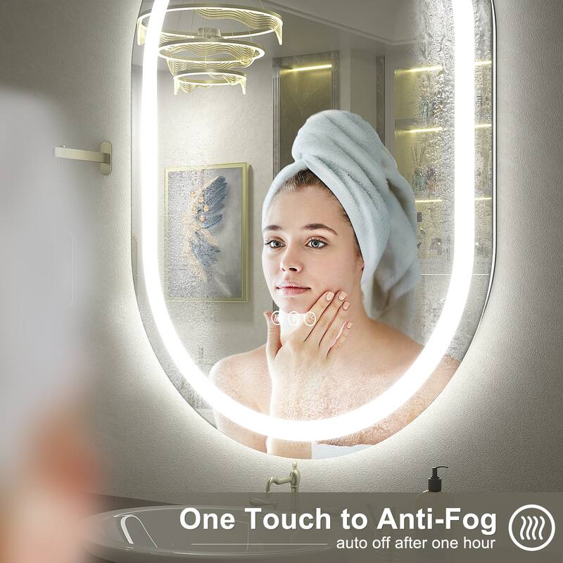 UL Certified Oval LED Lighted Anti-fog Wall Bathroom Vanity Mirror