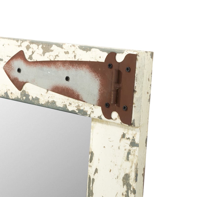 Serenad Farmhouse Distressed White Wall Mirror