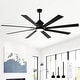 preview thumbnail 1 of 12, Cusp Barn 72 Inch Indoor/Outdoor Black Modern Large Ceiling Fan with Lights and Remote, Reversible Quiet DC Motor Ceiling Fan Black