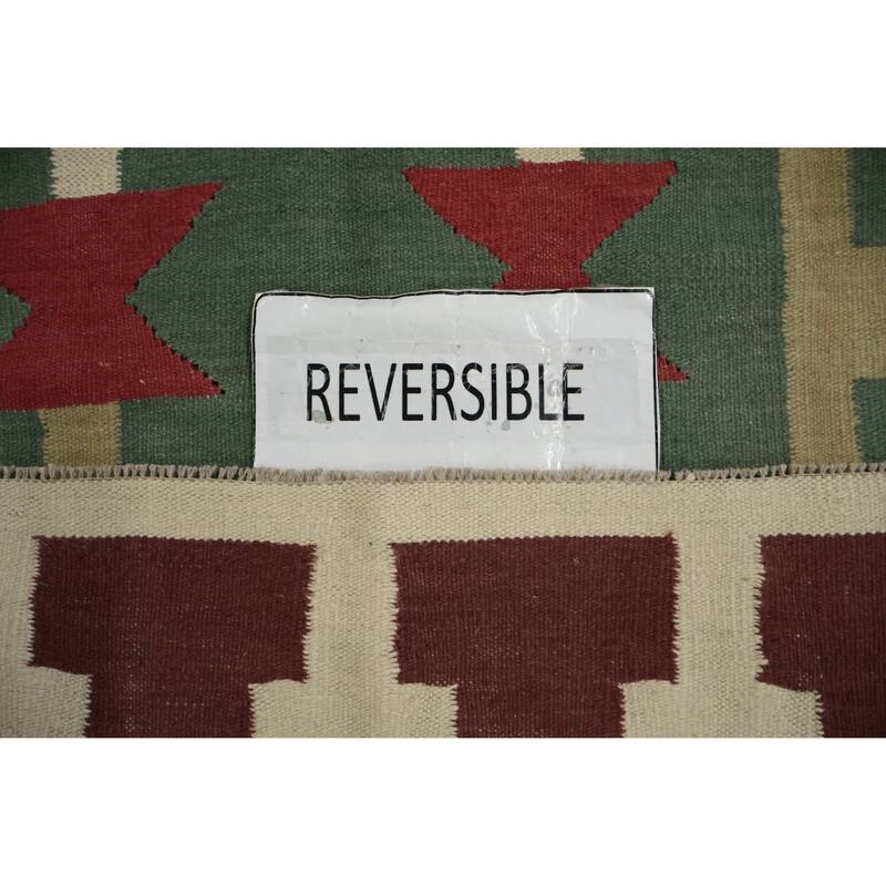 Hand Woven Oriental 100% Wool Carpet Southwestern Tribal Multi-Colored Kilim Area Rug - 8' 10'' X 5' 6''