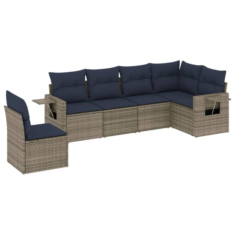 vidaXL Patio Sofa Set with Cushions Outdoor Conversation Furniture Poly Rattan - 24.4 x 24.4 x 27.2