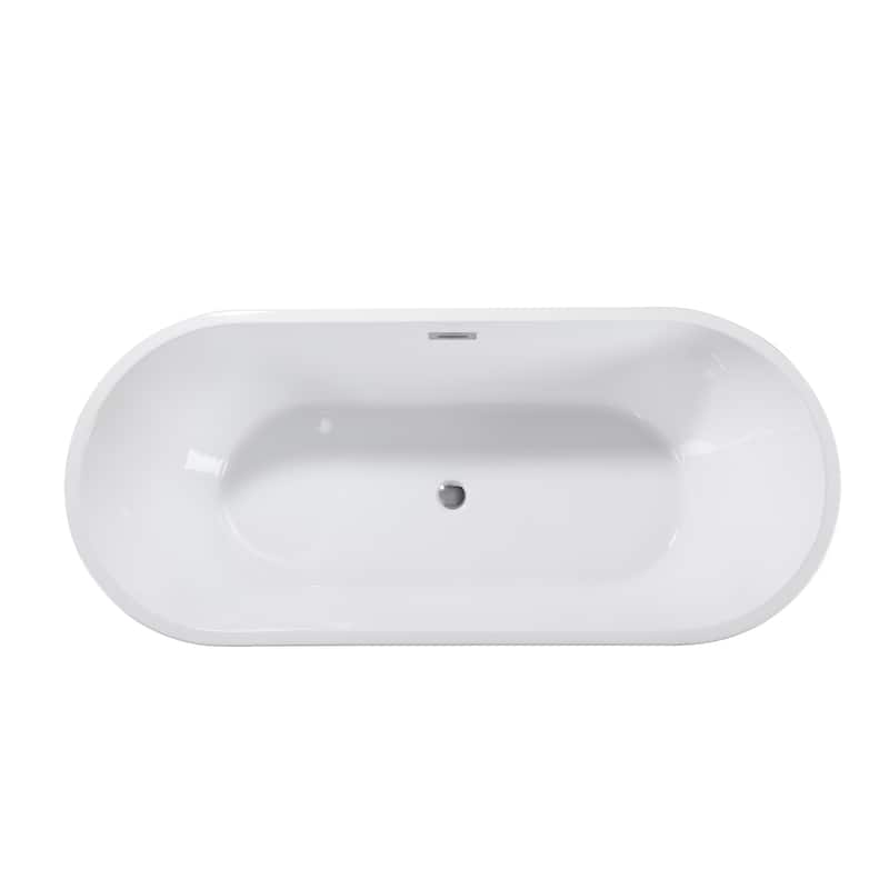 67" Glossy White Freestanding Acrylic Bathtub