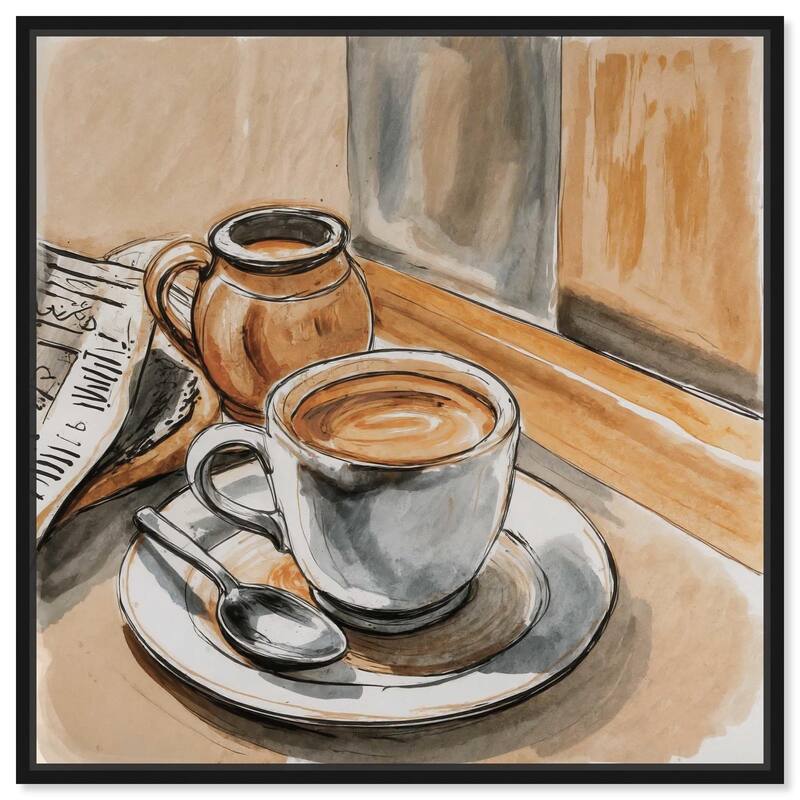 Sunday Coffee Canvas by Art Remedy - Black - 20" x 20"