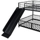 preview thumbnail 8 of 18, Black Full over Full Size Metal Bunk Bed with Slide and Guardrails for Kids