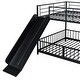 preview thumbnail 11 of 17, Full over Full Size Metal Bunk Bed with Slide and Guardrails, Black