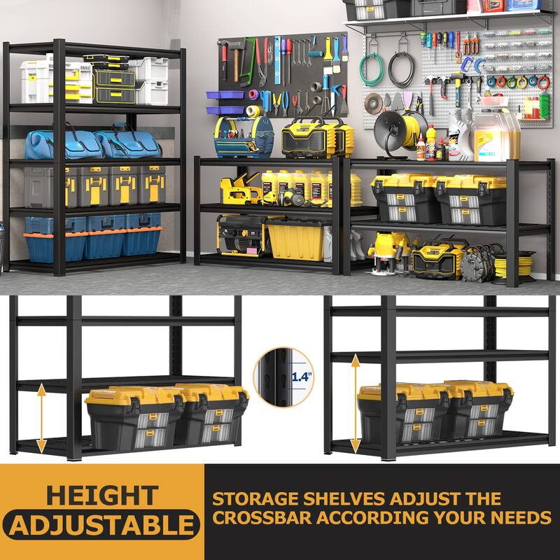 59 Inches Metal Garage Storage Rack, Heavy-Duty Steel Moisture-Proof And Waterproof 5-Layer Adjustable Storage Shelving Unit