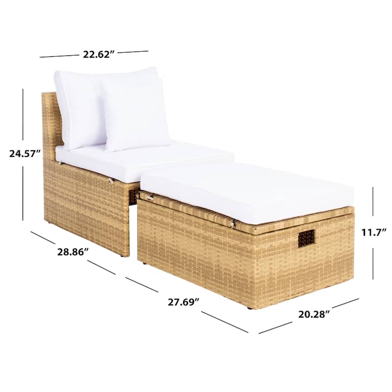 SAFAVIEH Outdoor Algrid Settee with Storage Ottomans (Set of 2) - 29Wx23Dx25H