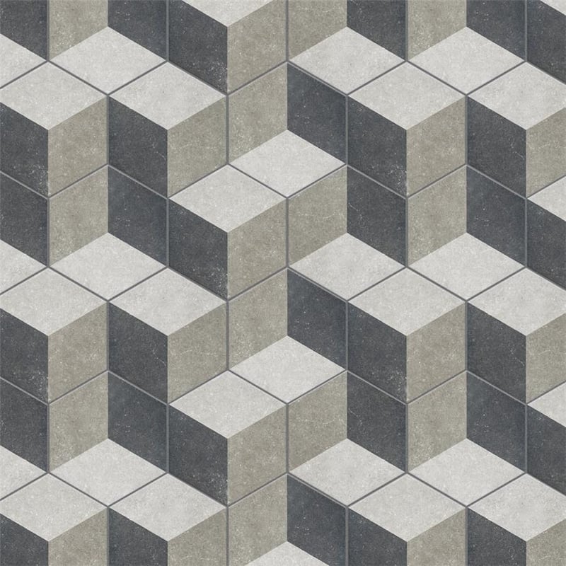Merola Tile Traffic Hex 3D Grey 8.63" x 9.86" Porcelain Floor and Wall Tile