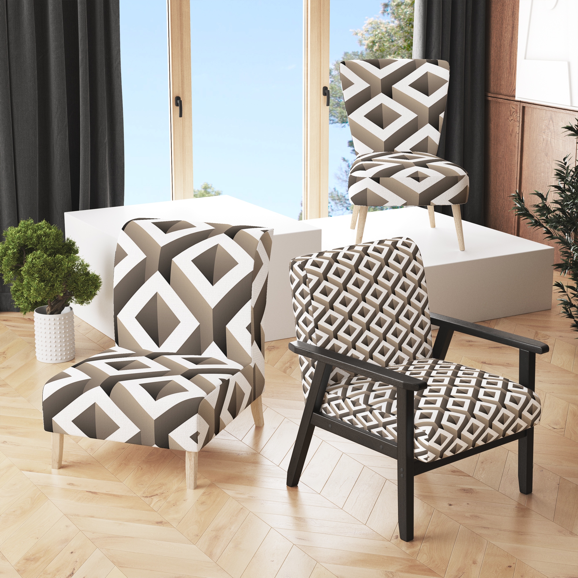 White armless on sale accent chair