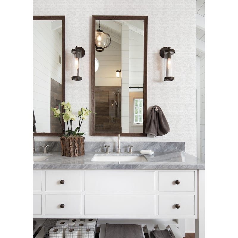 A-Street Prints Namari Silver Distressed Tile Wallpaper