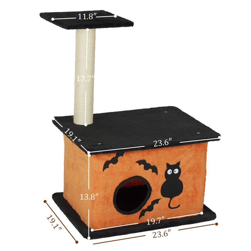 33" Halloween Cat Tree with Condo, Platform & Sisal Scratching Post - 20.1 x 19.7 x 33.1 In