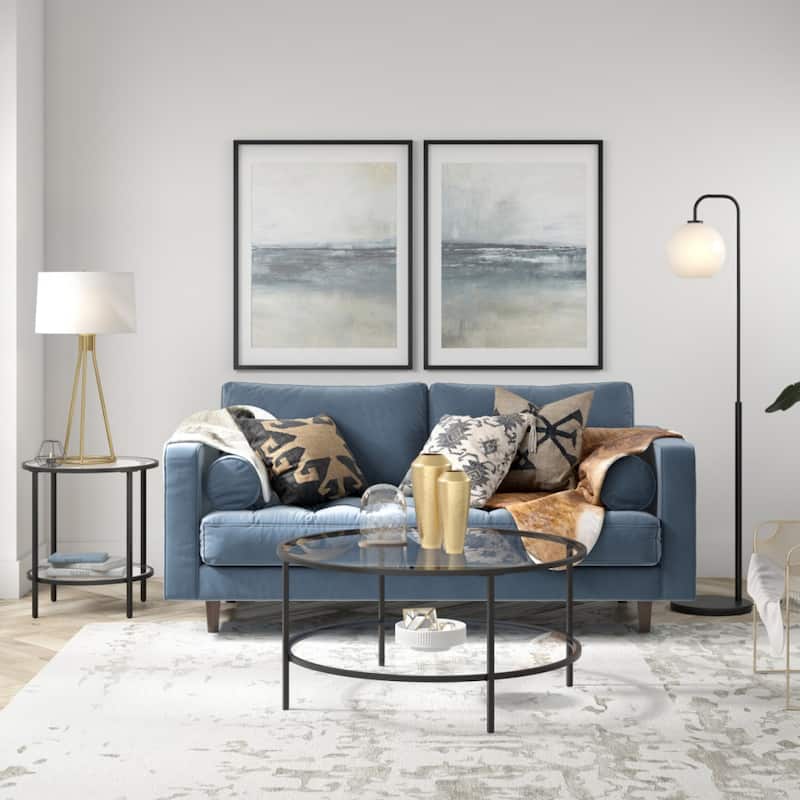 Clear Glass Round End Table with Steel Base and Storage Shelf - 20” x 20” x 22” (D x W x H)