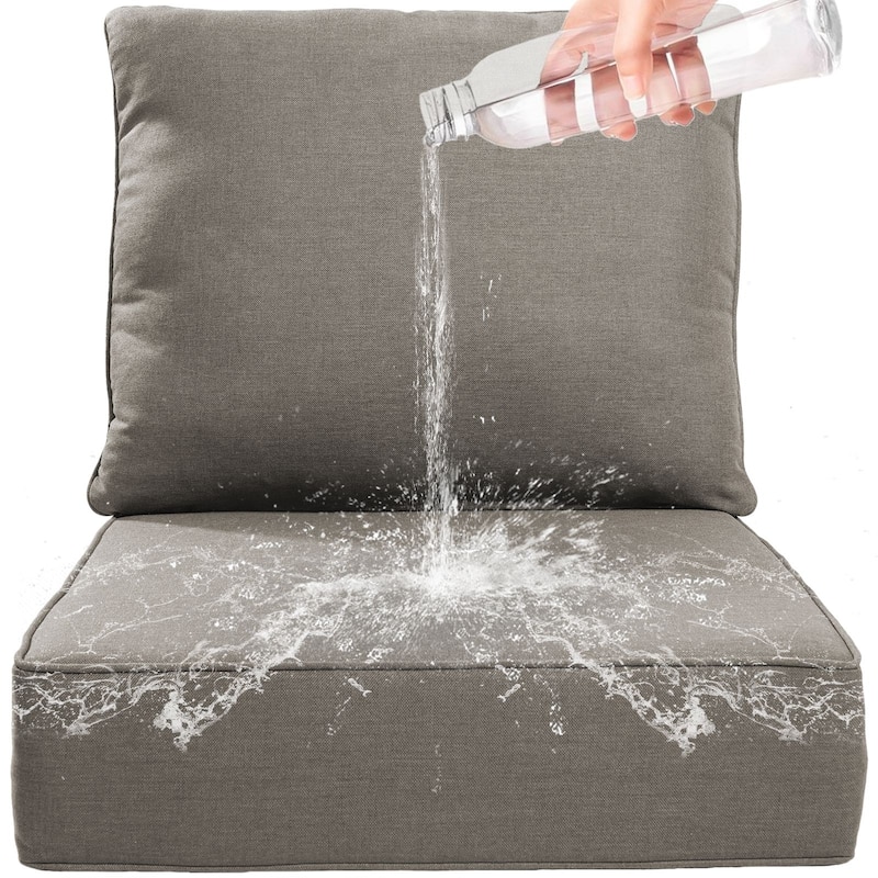 22" W x 24" D x 6" T Water & Fade Resistant Outdoor Lounge Chair Replacement Cushion Set