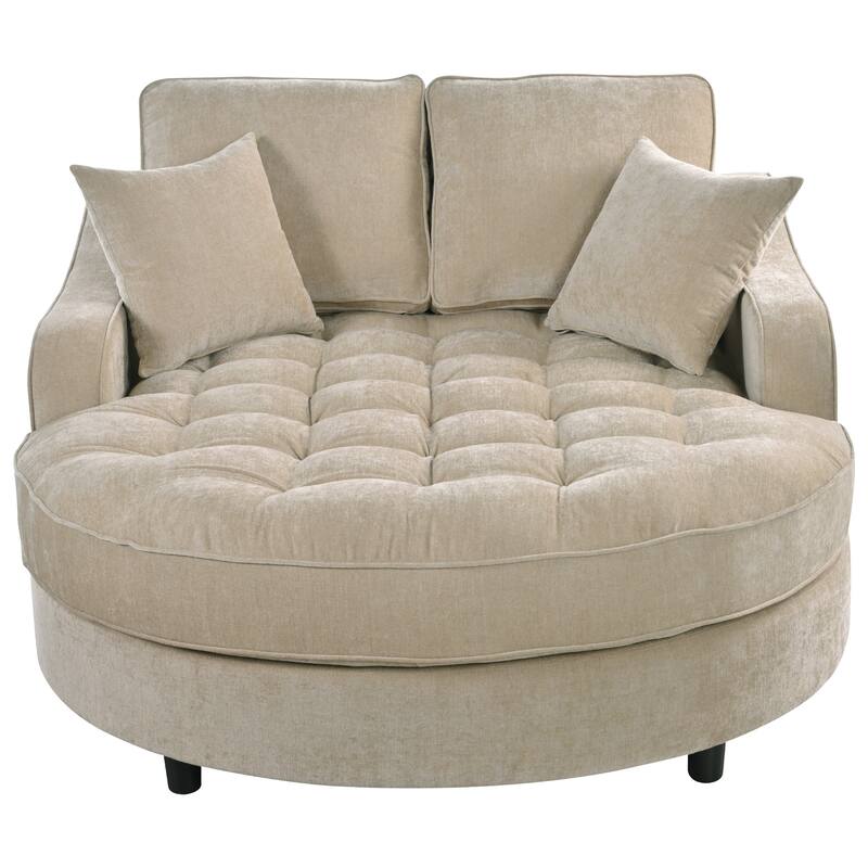 Christopher Knight Home - Modern Upholstered Chenille Fabric Sofa Bed with Tufted Seat and Detachable Pillows