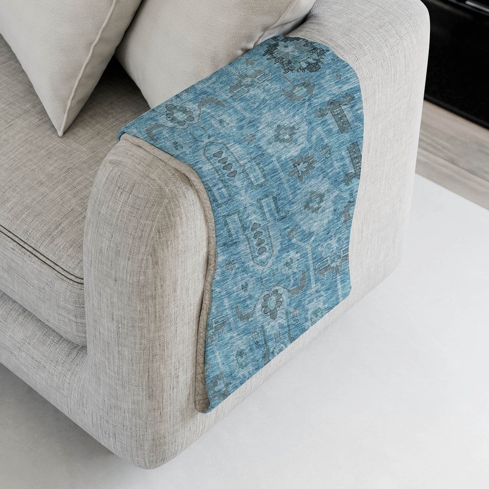 Premium Machine Washable Boho Global Sherpa Throw Blanket