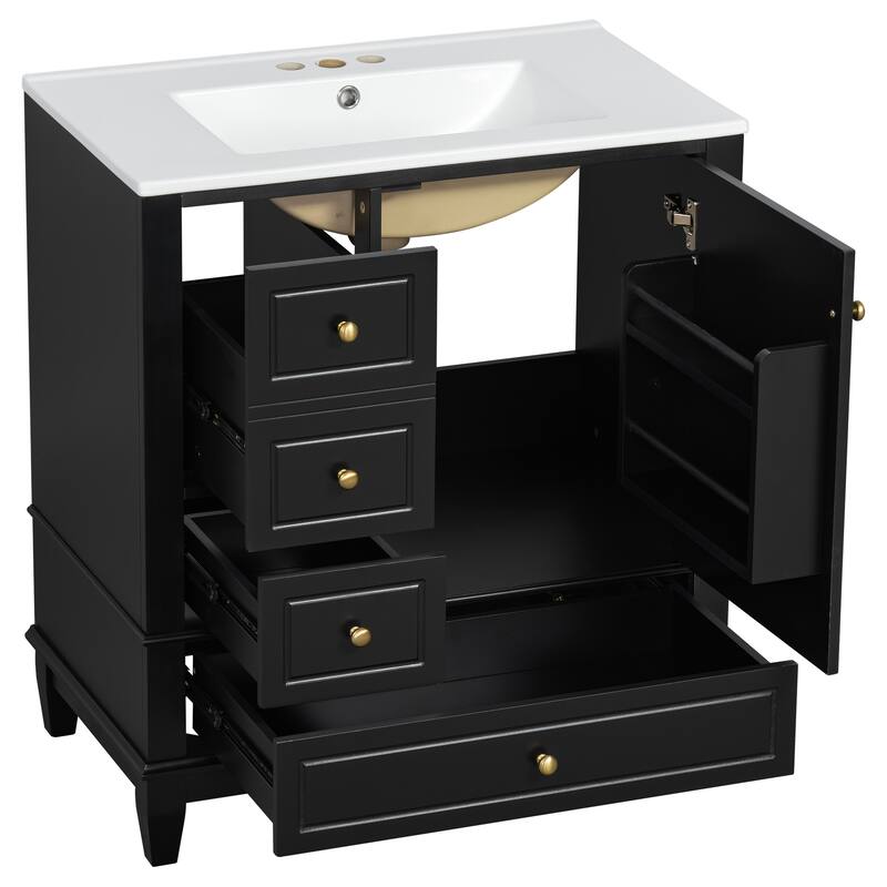 Bathroom Vanity with Sink,Shelf and Drawers