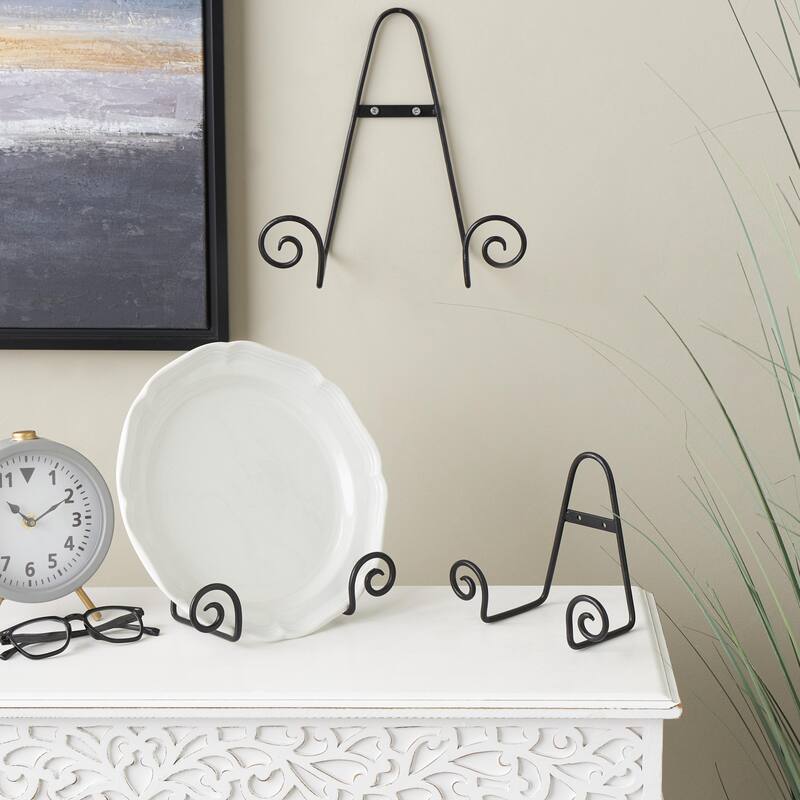 Metal Scroll Hanging Wall Rack Display Easel - Set of 3 Black - Roche River Decor