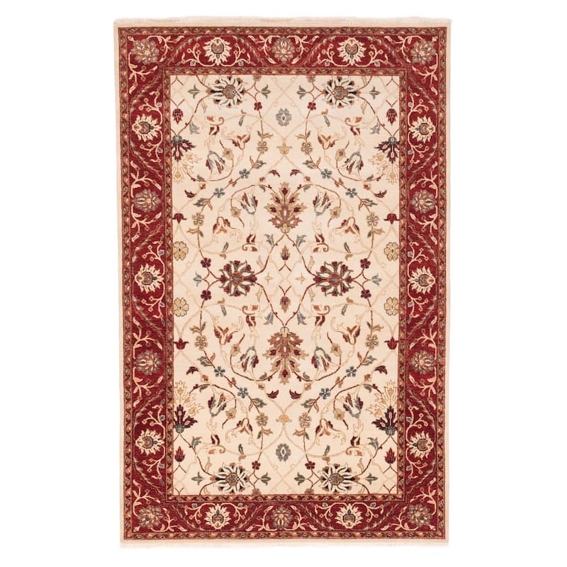ECARPETGALLERY Hand-knotted Jamshidpour Cream Wool Rug - 5'6 x 8'5