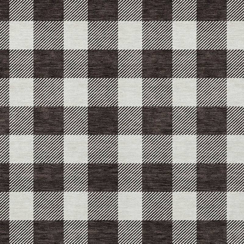 HomeRoots Plaid Transitional Rectangle Outdoor Rug
