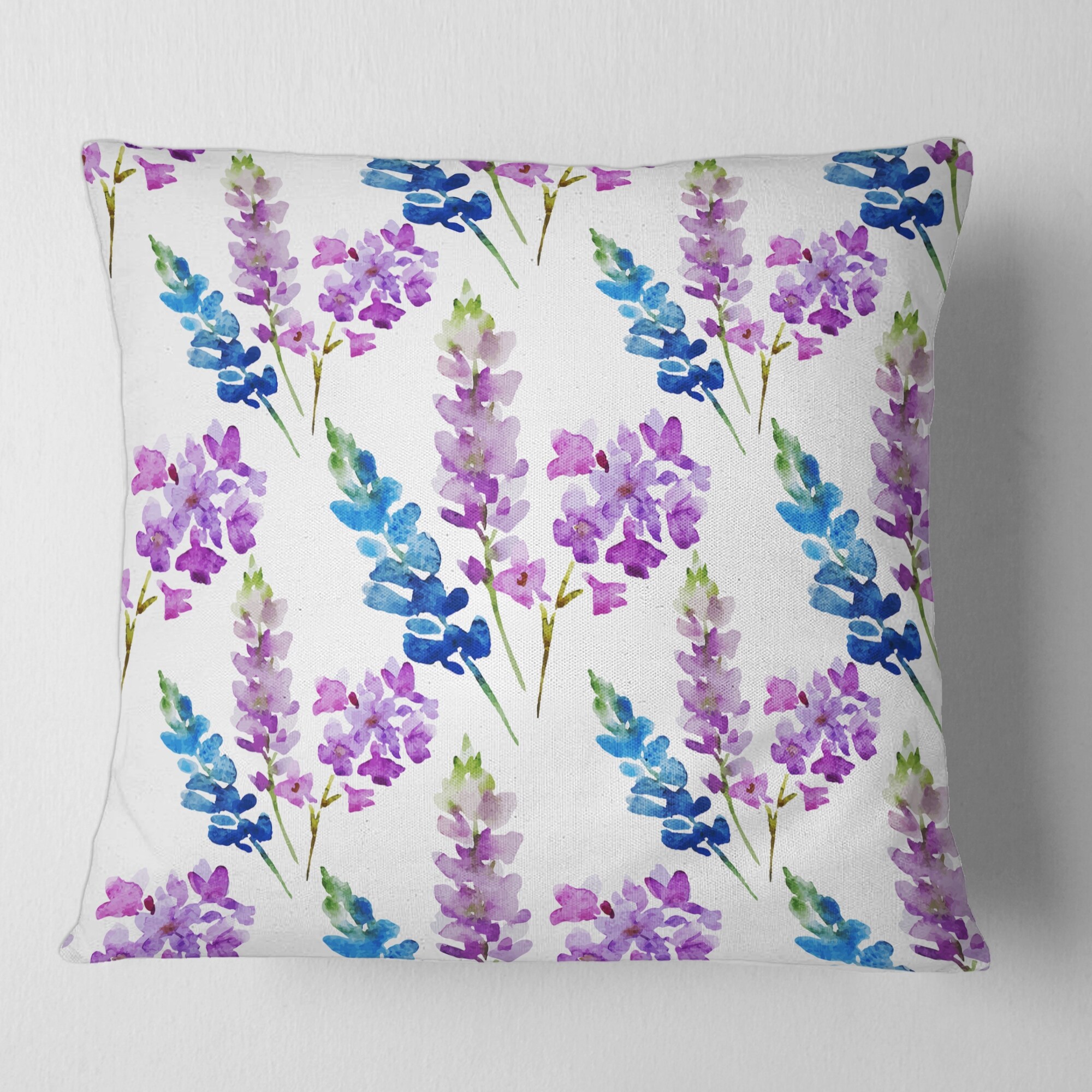 Designart Pink and Purple Floral Pattern Traditional Printed Throw Pillow