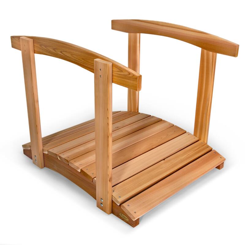 All Things Cedar Wooden Bridge, Garden Walkway with Side Rails, 3 Ft, Natural - 27