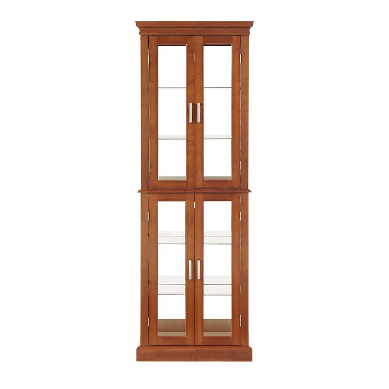 6 Tier Lighted Curio Diapaly Cabinet with Adjustable Shelves