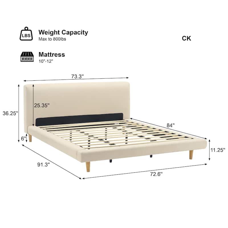 Christopher Knight Home - Havenoak Modern Upholstered Bed Frame with Chunky Headboard