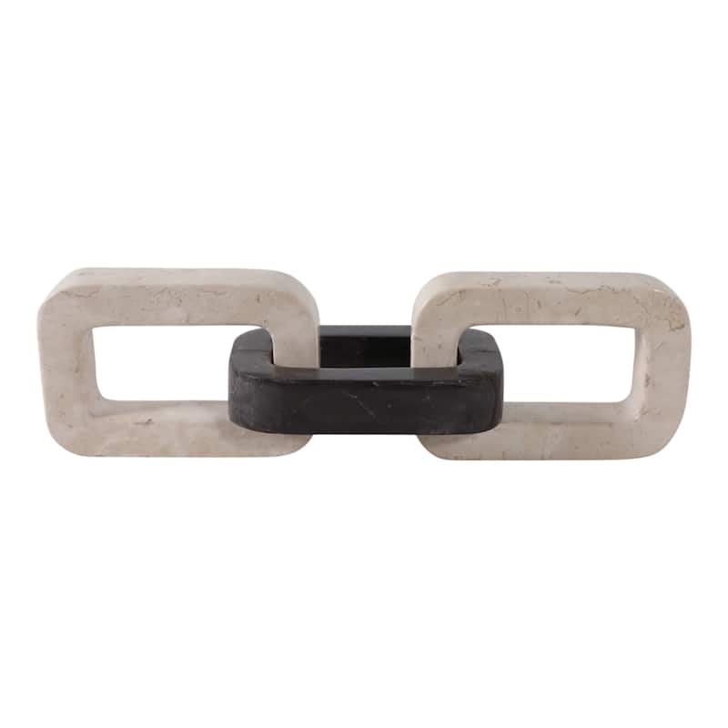 Marble Decorative Object Sculptural Linked Chain Accent - 4" Ivory - 13.25" x 4" x 4"