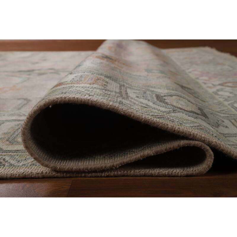 Hand Knotted Oriental 100% Wool Carpet Transitional All-Over Brown Oushak Area Rug - 11' 9'' X 8' 11''