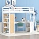 preview thumbnail 3 of 9, Twin Size Wood Loft Bed with Shelves and Desk, White