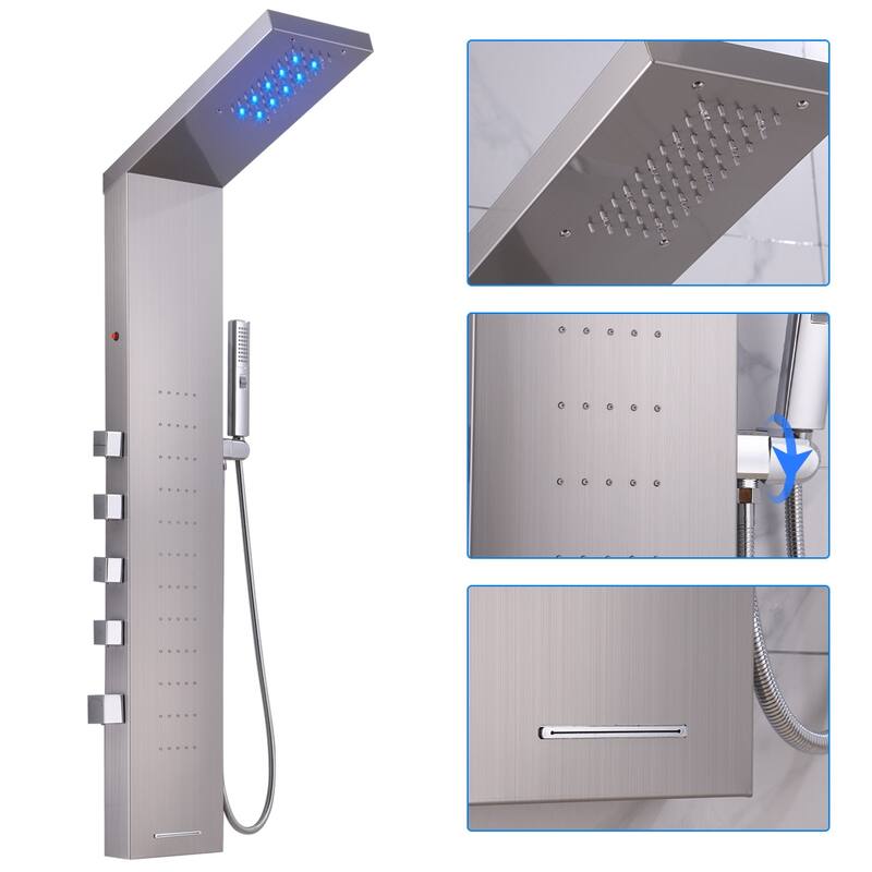 50 in. LED Shower Panel System and Body Jets in Brushed Black