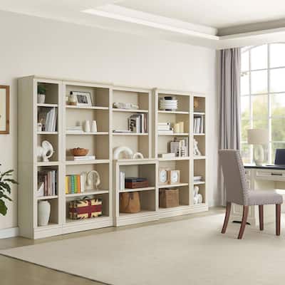 Halston 72.5" Tall Modular Bookcases Bookshelves Standing 5-Tier Display Shelves Organizer and Storage, Cream