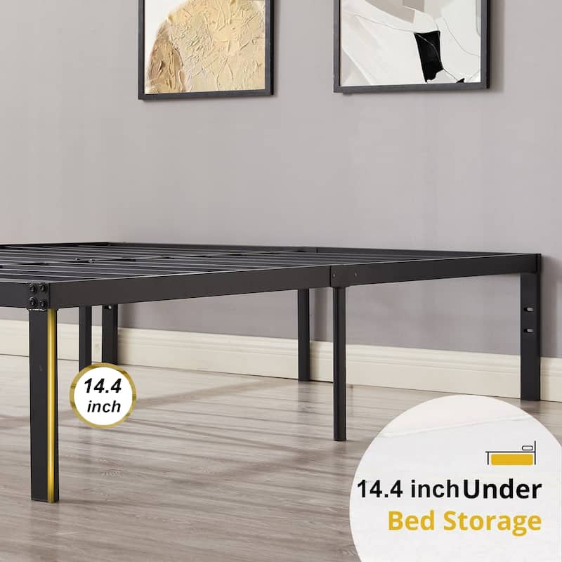 Javlergo 14/16/18 Inch Metal Platform Bed Frame, Heavy Duty Slat Support /No Box Spring Needed