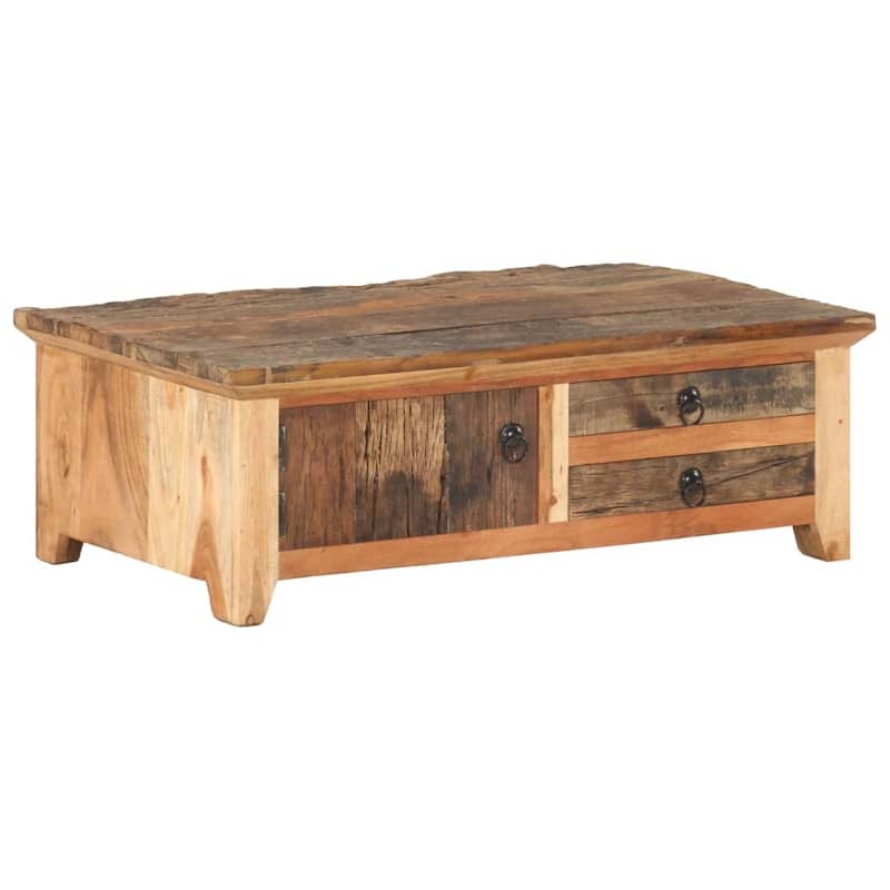 vidaXL Coffee Table 35.4"x19.7"x12.2" Solid Reclaimed Wood