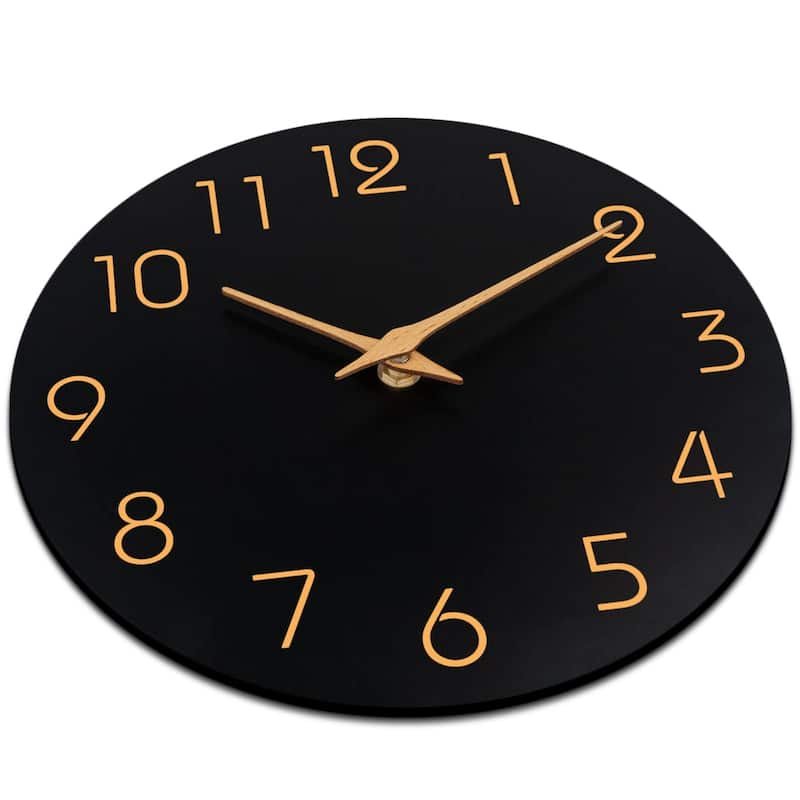 Large Wall Clock 16 Inch Black Wall Clocks Battery Operated Silent Non-Ticking - Simple Minimalist Rose Gold Numbers