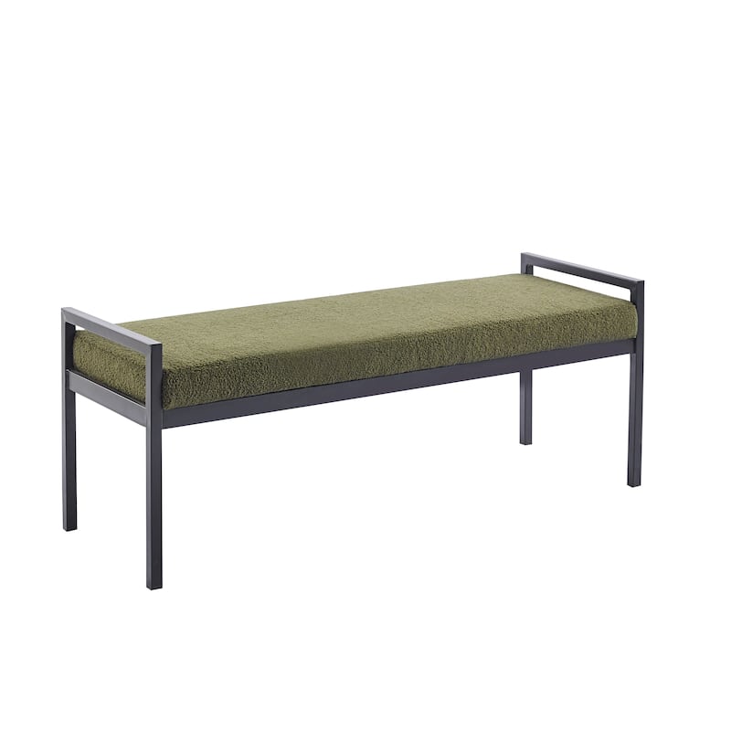 Porthos Home Rue Teddy Fabric Upholstered Bench with Steel Legs - Green