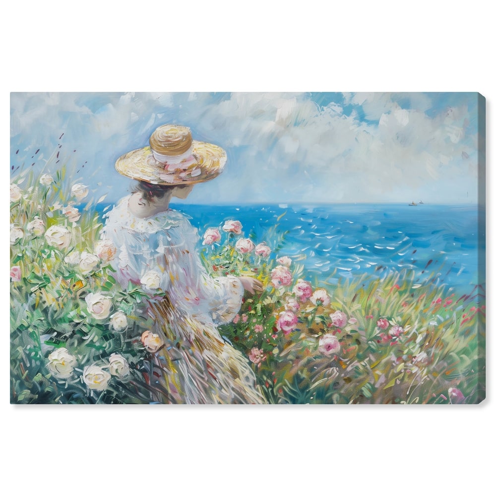 Art Remedy Gentle Sea Gallery Wrapped Impressionism 1 Piece Canvas Wall Art /Monet And Van Gogh Inspired Art