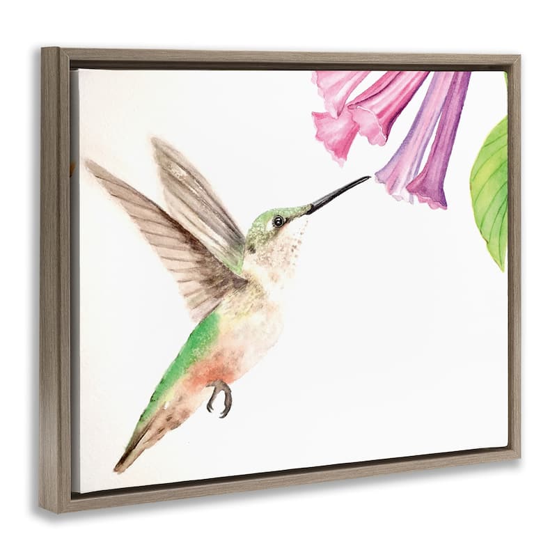 Stupell Hummingbird & Bluebell Flower Framed Floater Canvas Wall Art Design By Stephanie Fielden