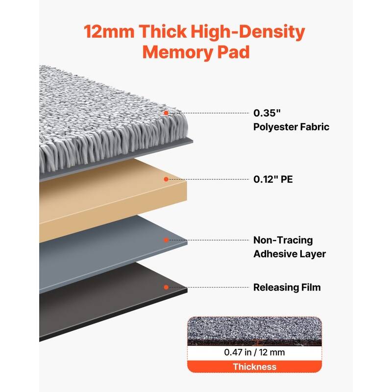 Peel-and-Stick Carpet Tiles 18x18in 10pcs with Memory Foam Cushion