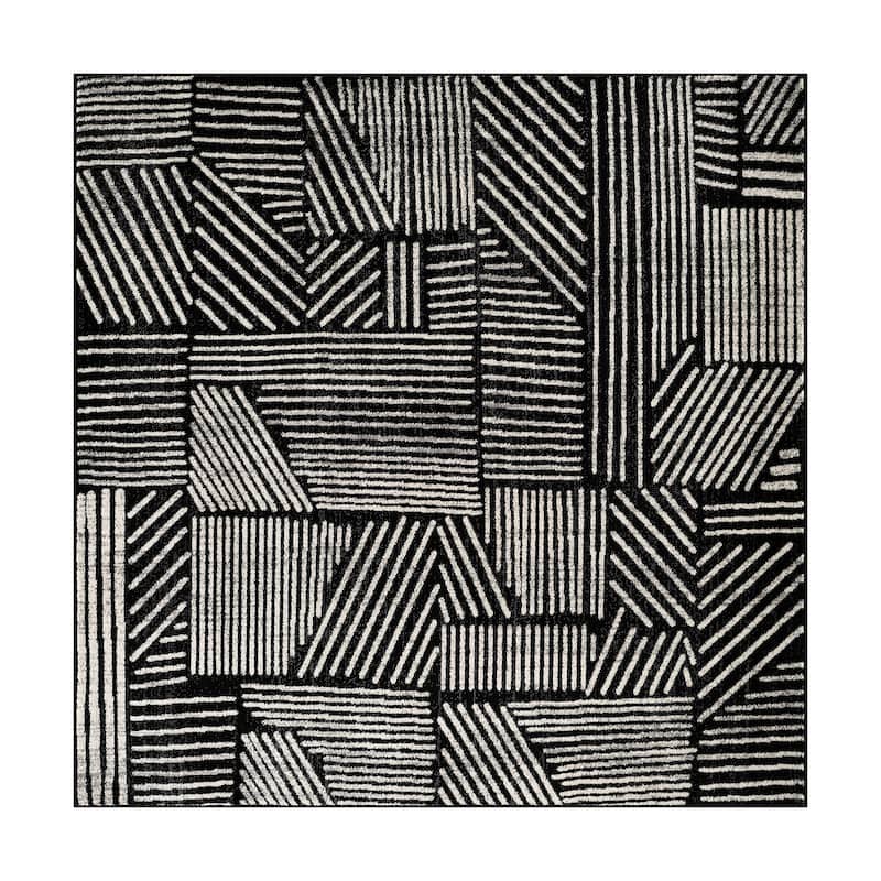 World Rug Gallery Contemporary Boho Stripes Black Area Rug