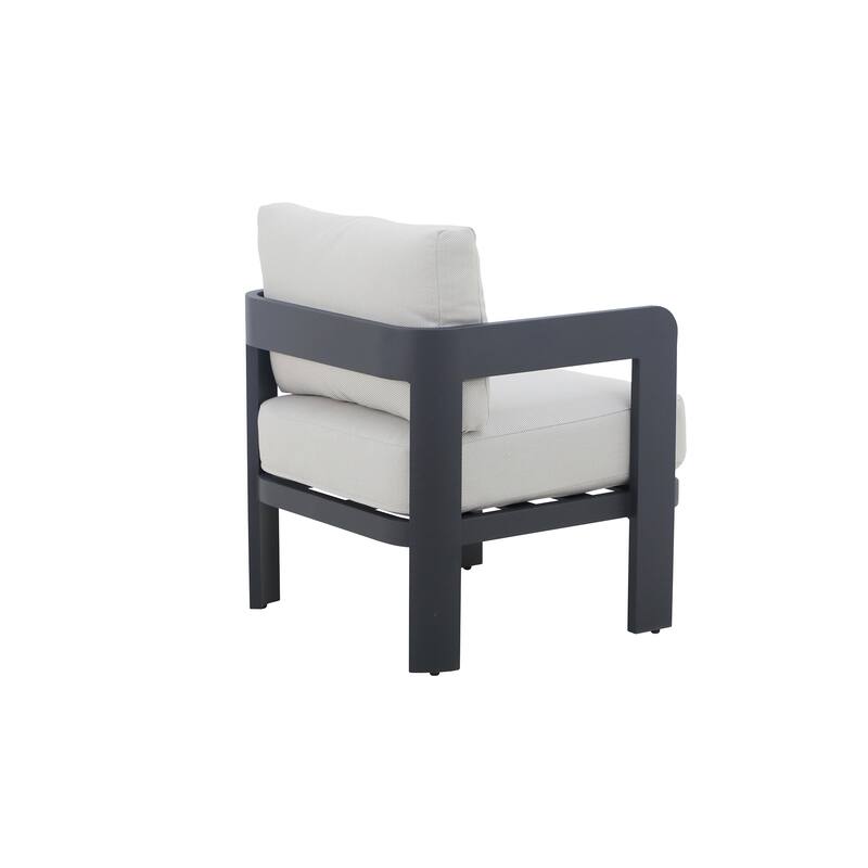 4-Piece Outdoor Patio Convertsation Set with Beige Cushions